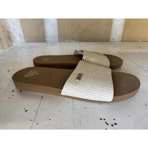 REEF Women's Bliss Nights Slide White Tan Size 7 Medium Width Brand NEW